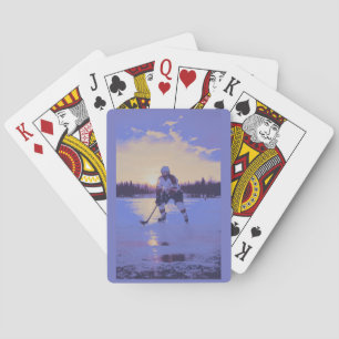 Ice Hockey Player at Sunrise Playing Cards