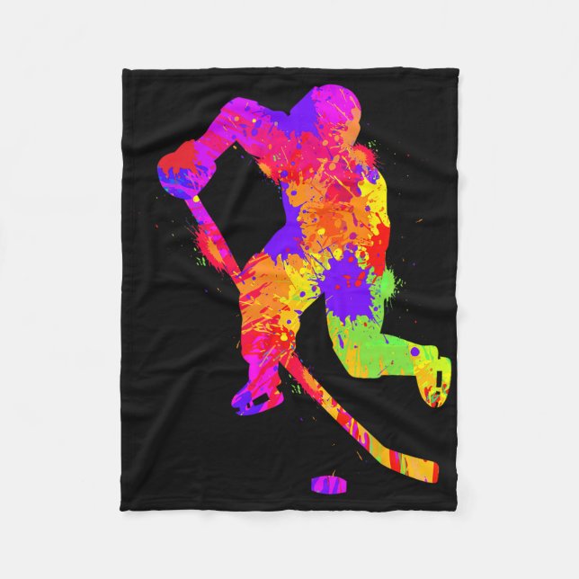 Ice Hockey Player Boys Youth Men Kids  Fleece Blanket (Front)