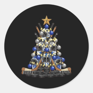 Ice Hockey Player Christmas Tree Lights Xmas Funny Classic Round Sticker