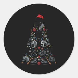 Ice Hockey Player Christmas Tree Xmas Funny Boys K Classic Round Sticker