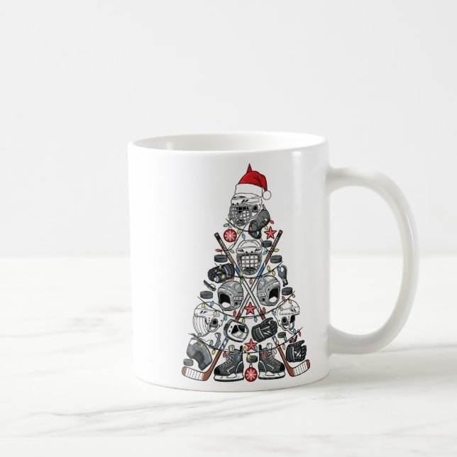 Ice Hockey Player Christmas Tree Xmas Funny Boys K Coffee Mug (Right)