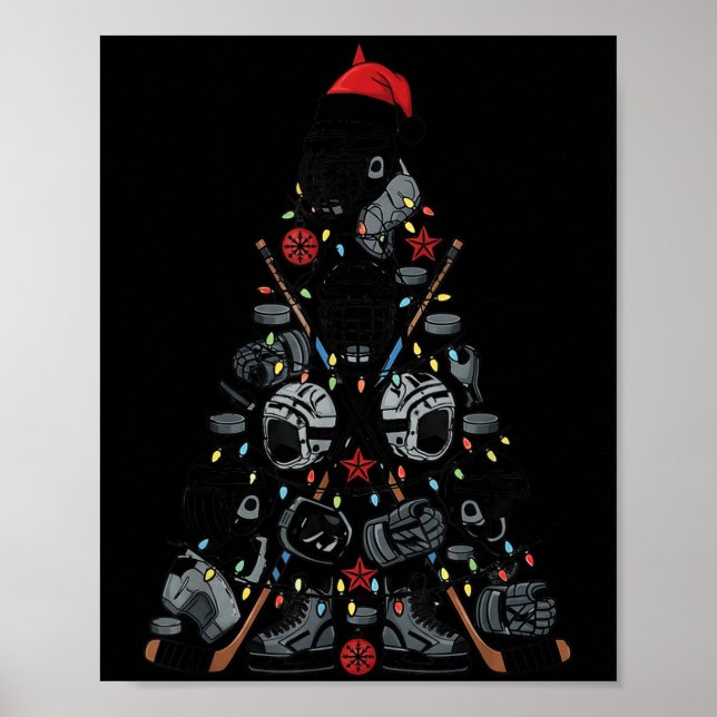 Ice Hockey Player Christmas Tree Xmas Funny Boys K Poster (Front)