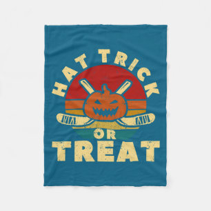 Ice Hockey Player Coach Halloween Pumpkin Hat Tric Fleece Blanket