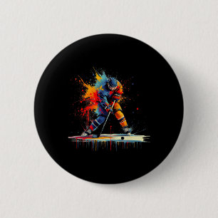 Ice Hockey Player Drip Youth Kids Boys Men Coach F 6 Cm Round Badge