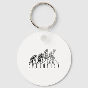 Ice Hockey Player Evolution Funny Man Ape Caveman Key Ring