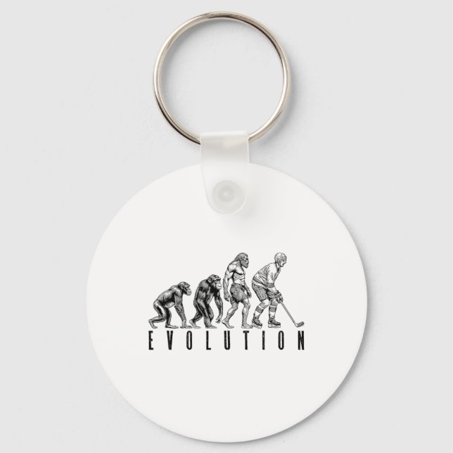 Ice Hockey Player Evolution Funny Man Ape Caveman  Key Ring (Front)