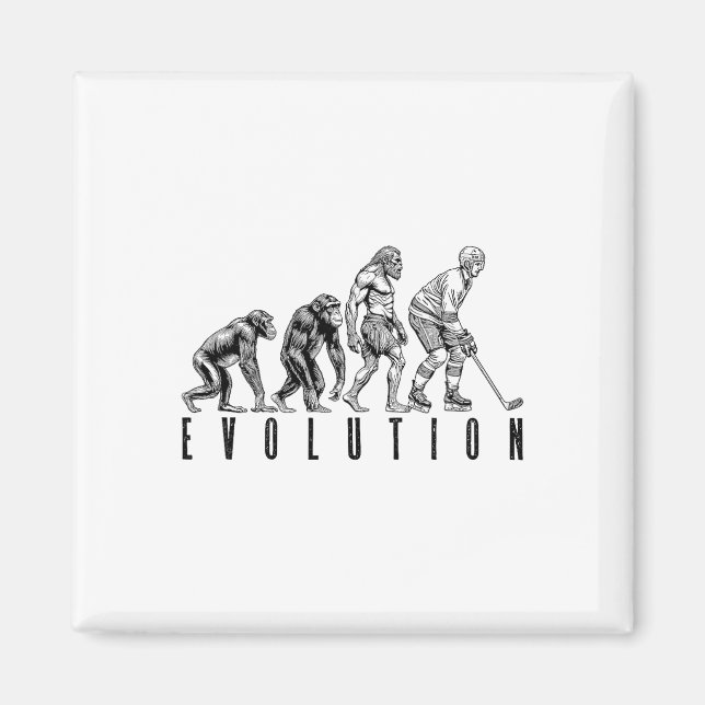 Ice Hockey Player Evolution Funny Man Ape Caveman  Magnet (Front)