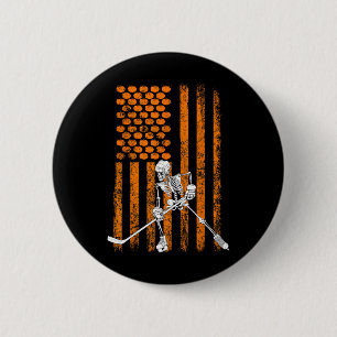 Ice Hockey Player Fan Gift Skeleton Halloween Shir 6 Cm Round Badge