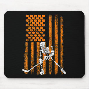 Ice Hockey Player Fan Gift Skeleton Halloween Shir Mouse Mat