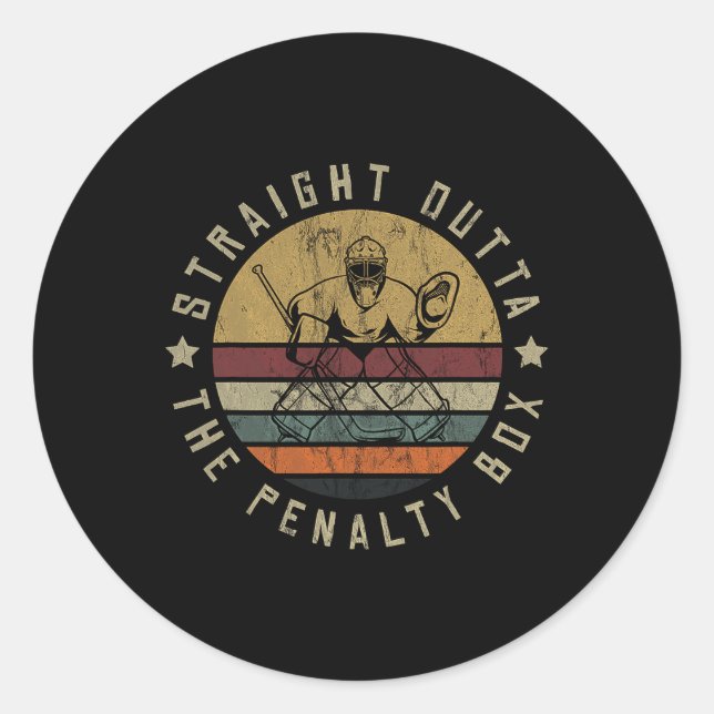 Ice Hockey Player Goalie Jersey Puck Face Mask Tea Classic Round Sticker (Front)