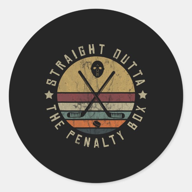 Ice Hockey Player Goalie Puck Face Mask Team Outfi Classic Round Sticker (Front)