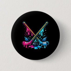 Ice Hockey Player Ice Cream Drip Youth Boys And Gi 6 Cm Round Badge