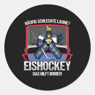 Ice Hockey Player Ice Hockey Stick Puck Winter Spo Classic Round Sticker