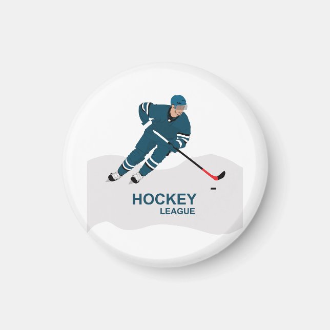Ice hockey player in action magnet (Front)