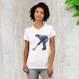 Ice Hockey Player in Blue Uniform T-Shirt