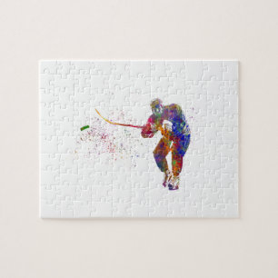 Ice hockey player in watercolor jigsaw puzzle