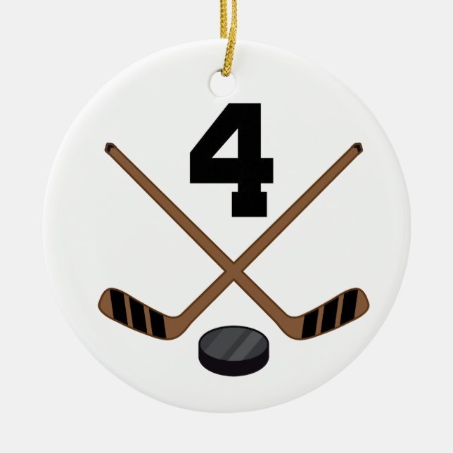 Ice Hockey Player Jersey Number 4 Ornament (Front)