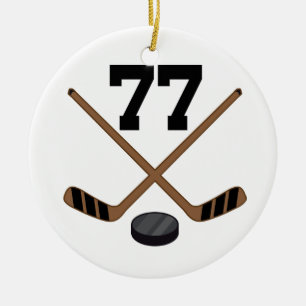 Ice Hockey Player Jersey Number 77 Ornament