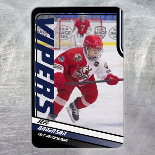 Ice Hockey Player Keepsake On Dynamic Blue  Magnet