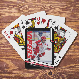 Ice Hockey Player Keepsake On Dynamic Red Playing Cards
