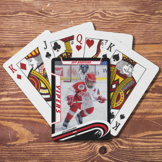 Ice Hockey Player Keepsake On Lively Red Custom Playing Cards