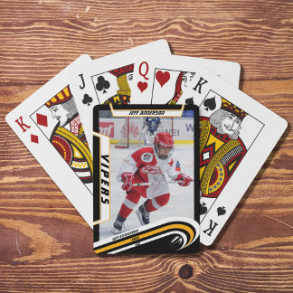 Ice Hockey Player Keepsake On Lively Yellow Custom Playing Cards