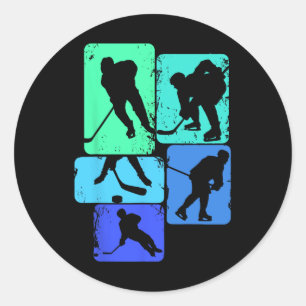 Ice Hockey Player Kids Boys Youth Classic Round Sticker