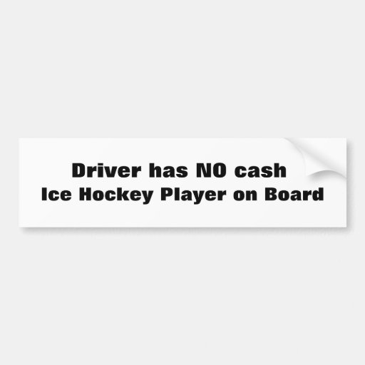 Image of Ice Hockey Player on Board... Bumper Sticker