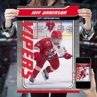 Ice Hockey Player On Customisable Red Metal