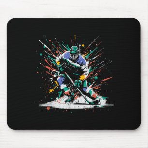 Ice Hockey Player Paint Splatter Art Srts Men Boys Mouse Mat