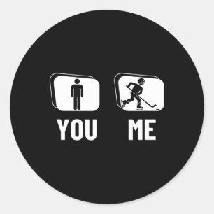 Ice Hockey Player Proud Funny Men Ice Hockey Classic Round Sticker
