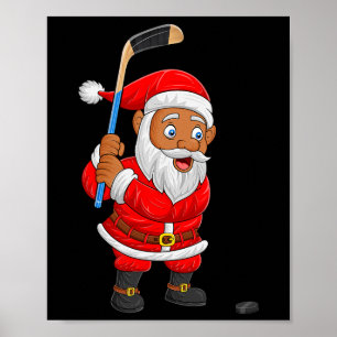 Ice Hockey Player Santa Christmas Pajamas Men Wome Poster