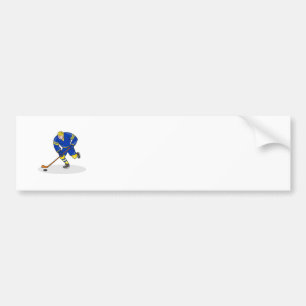 Ice Hockey Player Side With Stick Cartoon Bumper Sticker
