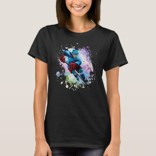 Ice Hockey Player Sport Modern Splash Splatter T-Shirt