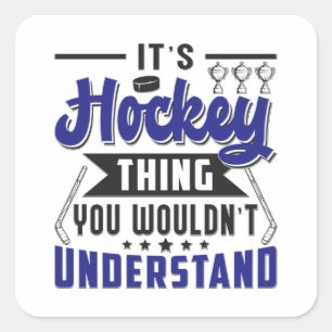 Ice Hockey Player Stick Team Puck Funny Gift Idea Square Sticker