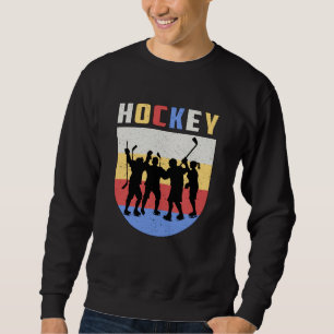 Ice Hockey Player Stick Team Puck Retro Funny Gift Sweatshirt