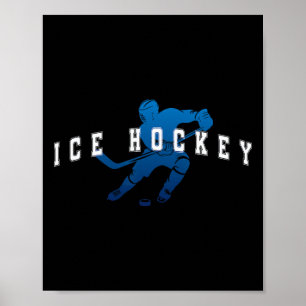 Ice Hockey Player Team Blue Varsity Text Poster