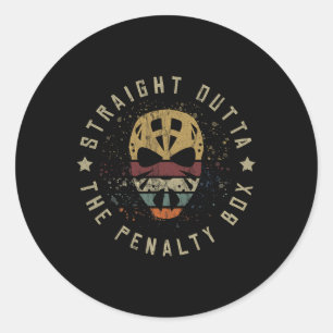 Ice Hockey Player Tee Goalie Puck Face Team Penalt Classic Round Sticker