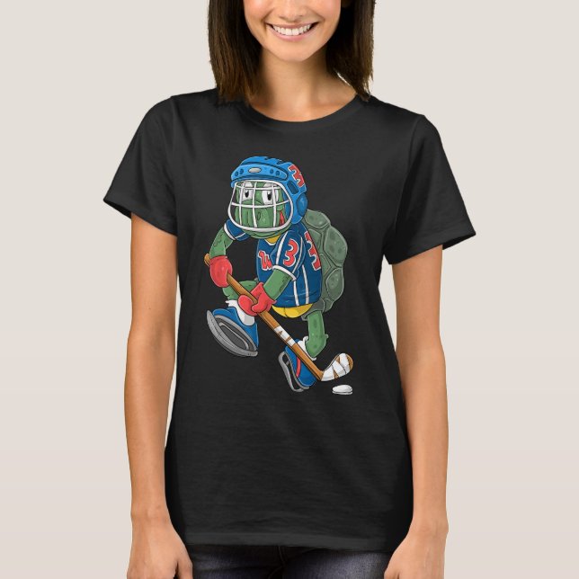 Ice Hockey Player Turtle  T-Shirt (Front)