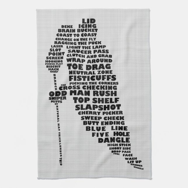 Ice Hockey Player Typography Tea Towel (Vertical)