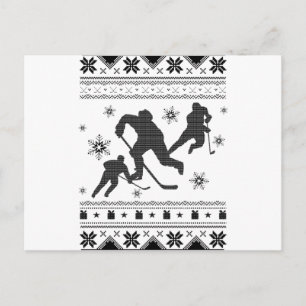 Ice Hockey Player Ugly Christmas   Hockey Gift Postcard
