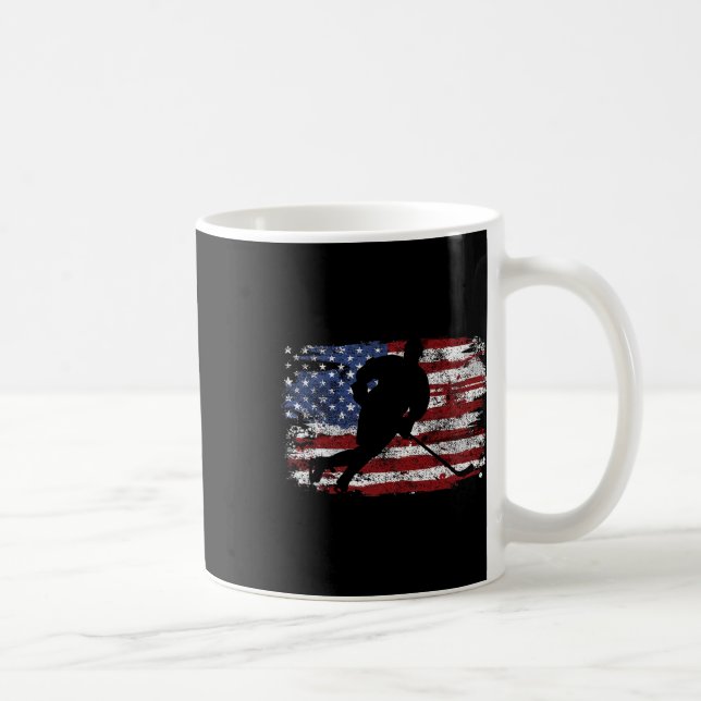 Ice Hockey Player Usa American Flag 4th Of July Gi Coffee Mug (Right)