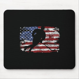 Ice Hockey Player Usa American Flag 4th Of July Gi Mouse Mat