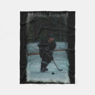 Ice Hockey Player Warming Up Fleece Blanket