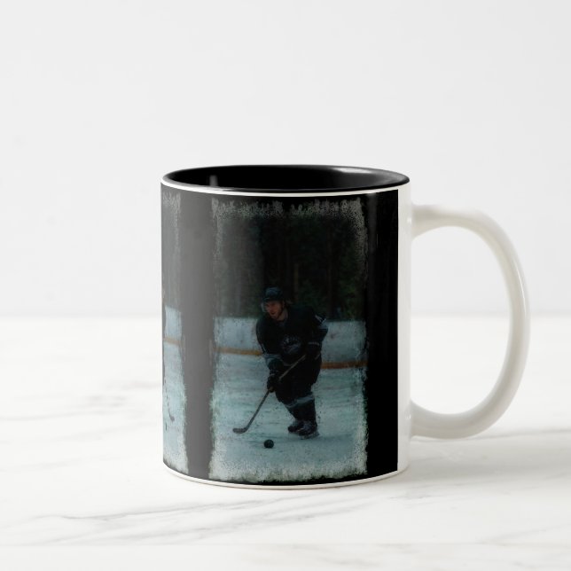 Ice Hockey Player Warming Up Two-Tone Coffee Mug (Right)