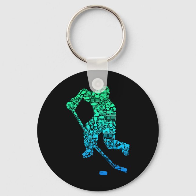 Ice Hockey Player Youth Men Kids Boys  Key Ring (Front)