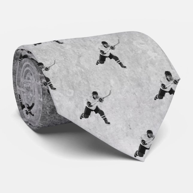 Ice Hockey Players Black Grey Grey  Tie (Rolled)