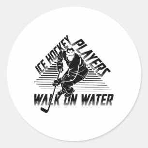 Ice Hockey Players Walk On Water Funny Hockey Goal Classic Round Sticker