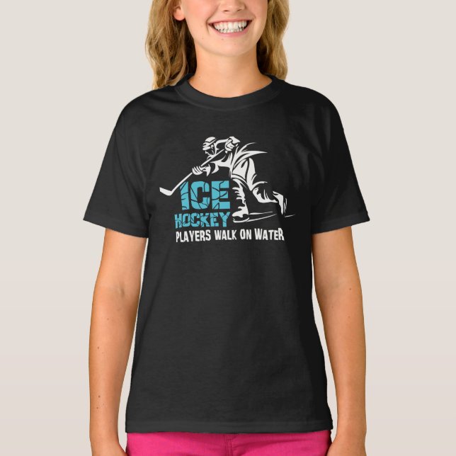Ice Hockey Players Walk On Water T-Shirt (Front)