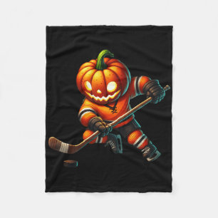 Ice Hockey Pumpkin Face Halloween Costume Men Boys Fleece Blanket
